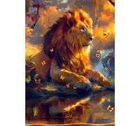 NAIMOER Diamond Painting Kits Lion for Adults, DIY Full Drill Diamond Art Kits Pictures, Adults Diamond Art Yellow Butterfly Craft Perfect for Relaxation Home Decor 30x40cm