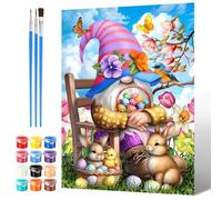 NAIMOER Easter Gnomes Paint by Numbers Kits for Adults, DIY Paint by Colors Adults Kids Bunny and Eggs, Painting on Canvas Gifts for Home Decor 30x40cm