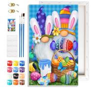 NAIMOER Easter Gnomes Paint by Numbers Kits for Adults with Frame, DIY Paint by Colors Adults Kids Eggs, Framed Painting Numbers on Canvas Gifts for Home Decor 20x30cm