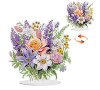 NAIMOER Flowers Diamond Painting Desktop Ornament Double Sided, Stand Up Diamond Art Ornaments for Adults, DIY Special Diamond Gem Craft Tabletop Placement Board Kit for Home Decor