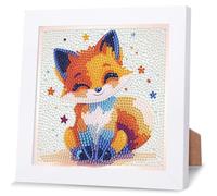 NAIMOER Fox Diamond Art Painting Kits for Adults with Frame, Diamond Art Animals Crafts for Ages 4-6-8-12, Easy to DIY Gem Painting Gifts Home Wall Decor 18x18cm (Beautiful Packages)