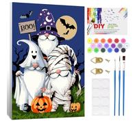NAIMOER Framed Paint by Numbers Halloween for Adults Kids, DIY Gnomes Pumpkins Painting by Numbers with Wooden Frame, Painting Art on Canvas Gifts Home Wall Decor 20x30cm