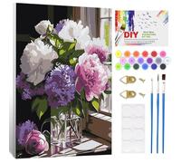 NAIMOER Framed Paint by Numbers Vase Flower for Adults Kids, DIY Hydrangea Painting by Numbers with Wooden Frame, Painting Art on Canvas Gifts Home Wall Decor 20x30cm