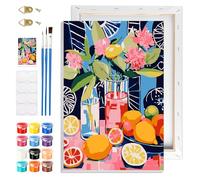 NAIMOER Fruits Framed Paint by Numbers for Adults Beginner, DIY Kitchen Theme Painting by Numbers for Boys and Girls with Wooden Frame, Art on Canvas Gifts Home Wall Decor 8x12in