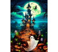 NAIMOER Halloween Diamond Painting Kits for Adults Beginners, Full Drill 5D Diamond Art Kits Castles, DIY Diamond Dots Ghost Pictures for Gifts Home Wall Decor 30x40cm