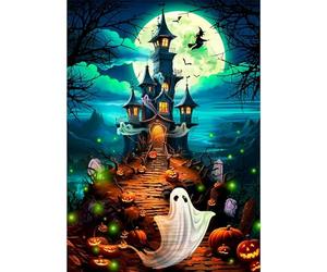 NAIMOER Halloween Diamond Painting Kits for Adults Beginners, Full Drill 5D Diamond Art Kits Castles, DIY Diamond Dots Ghost Pictures for Gifts Home Wall Decor 30x40cm