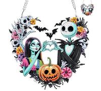 NAIMOER Hanging Diamond Art Halloween Heart Pendants Kits, DIY Hanging Decoration Double Sided Diamond Pinting Nightmare for Adults Gifts for Home Decor