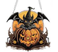 NAIMOER Hanging Diamond Art Halloween Monster Pendants Kits, DIY Hanging Decoration Double Sided Pumpkin Diamond Pinting Ornaments for Adults Kids Gifts for Home Decor