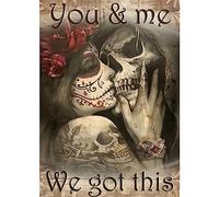 NAIMOER Inspirational Skull Diamond Painting Kits for Adults,Halloween Diamond Painting DIY 5D Diamond Art Kits Skull Picture for Home Wall Decor 30x40cm(You &Me,We Got This)