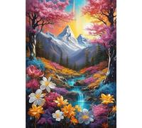 NAIMOER Landscape Diamond Art Kits for Adults, DIY Full Drill Diamond Painting Mountains and Rivers Kits Pictures, Adults Diamond Art on Canvas for Relaxation Home Decor 30x40cm
