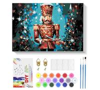 NAIMOER Nutcracker Paint by Numbers with Frame for Adults Kids, DIY Christmas Paint by Numbers Happy New Year, Art on Canvas Gifts Home Wall Decor 8x12in