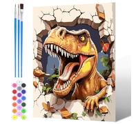 NAIMOER Painting by Numbers Dinosaurs for Adults, DIY Animals Paint by Numbers on Canvas with All Painting Tools Art for Boys Girls Kids Gifts, Home Wall Decor 30x40cm