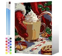NAIMOER Painting by Numbers Drinks for Adults, DIY Christmas Paint by Numbers on Canvas with All Painting Tools Art Happy New Year Gifts, Home Wall Decor 30x40cm