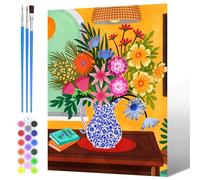 NAIMOER Painting by Numbers Flowers for Adults Beginners, DIY Acrylic Bottle Flowers Paint by Numbers on Canvas Art for Adults Gifts, Home Wall Decor 30x40cm