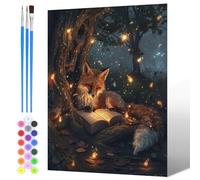 NAIMOER Painting by Numbers Fox in Night for Adults, DIY Acrylic Animals Paint by Numbers on Canvas Art for Adults Gifts, Home Wall Decor 30x40cm