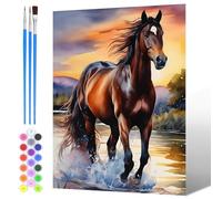 NAIMOER Painting by Numbers Horses for Adults Beginners, DIY Acrylic Animals Paint by Numbers on Canvas with All Painting Tools Art for Adults Gifts, Home Wall Decor 30x40cm