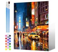 NAIMOER Painting by Numbers Night Street for Adults Beginners, DIY Acrylic Car Paint by Numbers on Canvas Art for Adults Gifts, Home Wall Decor 30x40cm