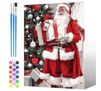 NAIMOER Painting by Numbers Santa Claus for Adults, DIY Christmas Paint by Numbers on Canvas with All Painting Tools Art for Happy New Year Gifts, Home Wall Decor 30x40cm