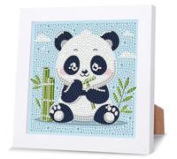 NAIMOER Panda Diamond Art Painting Kits for Adults with Frame, Diamond Art Kids Animals Crafts for Ages 4-6-8-12, Easy to DIY Gem Painting Gifts Home Wall Deco 18x18cm (Beautiful Packages)