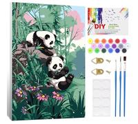 NAIMOER Panda Framed Paint by Numbers for Adults Kids, DIY Forest Animals Painting by Numbers Boys and Girls with Wooden Frame, Art on Canvas Gifts Home Wall Decor 8x12in