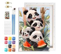 NAIMOER Pandas Paint by Numbers Kits for Adults with Frame, DIY Paint by Colors Adults Kids Forest, Framed Painting Numbers on Canvas Gifts for Home Decor 20x30cm
