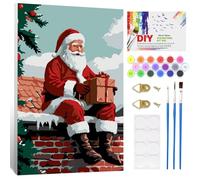 NAIMOER Santa Claus Paint by Numbers with Frame for Adults Kids, DIY Christmas Paint by Numbers for Age 6-12, Art on Canvas Gifts Home Wall Decor 8x12in