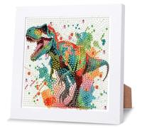 NAIMOER T-Rex Dinosaur Diamond Art Painting Kits for Kids with Frame, Watercolor Animal Diamond Art Adults Kids Crafts for Ages 4-6-8-12, Easy to DIY Gifts Package Home Wall Decor 7x7inch