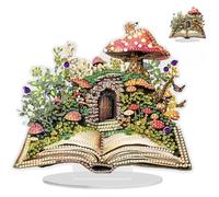 NAIMOER Tabletop Diamond Art Book Kits for Adults Kids, DIY Double Sided Mushroom Desktop Ornaments Special Shaped Rhinestone Stand Up Desk Placements, 5D Gem Gifts Home Decoration