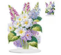 NAIMOER Tabletop Diamond Art Flowers Kit for Adults Kids, DIY Double Sided Desktop Ornaments Special Shaped Rhinestone Stand Up Desk Placements, 5D Gem Painting Gifts Home Decoration