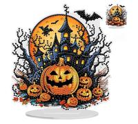 NAIMOER Tabletop Diamond Art Pumpkin Kits for Adults Kids, DIY Double Sided Halloween Desktop Ornaments Special Shaped Rhinestone Stand Up Desk Placements, 5D Gem Gifts Home Decoration