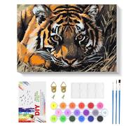 NAIMOER Tiger Paint by Numbers with Frame for Adults Kids, DIY Animals Paint by Numbers for Age 6-12, Art on Canvas Gifts Home Wall Decor 8x12in