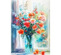 NAIMOER Vase Flowers Diamond Painting Kits for Adults Beginners, Full Drill 5D Diamond Art Kits Flowers, DIY Diamond Dots Pictures for Gifts Home Wall Decor 30x40cm