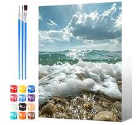 NAIMOER Waves Paint by Numbers Kits for Adults, DIY Paint by Colors Adults Kids Beach Scenery, Painting on Canvas Gifts for Home Decor 30x40cm