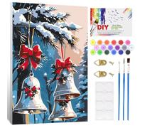 NAIMOER Winter Landscape Paint by Numbers with Frame for Adults Kids, DIY Bells Paint by Numbers for Age 6-12, Art on Canvas Gifts Home Wall Decor 8x12in