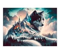 NAIMOER Wolf Diamond Art Kits for Adults, DIY Full Drill Diamond Painting Landscape Castle Kits Pictures, Adults Diamond Art on Canvas for Relaxation Home Decor 30x40cm