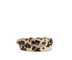 Naina Slim Belt in Leather and Pony Hair Leopard Print