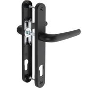 Nainova Hardware Universal uPVC & Composite Door Handle Set 92mm pz, 211mm Screw Hole Distance, Front Door Handles for UPVC Door (Black, Long Plate)