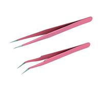 Nair Art Eyelash Tweezers - Straight & Curved Tip, 2Pcs (Pink)