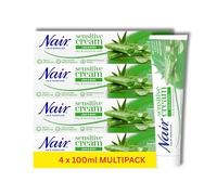 Nair Sensitive Hair Removal Cream Multipack for Dry & Sensitive Skin - Legs & Body with Argan Oil & Aloe Vera - Gentle Nair Hair Removal Cream - 100ml x 4