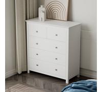 Nairn White 2+3 Drawer Chest Of Drawers - H95.8cm x W90cm x D40cm Core Products White One Size