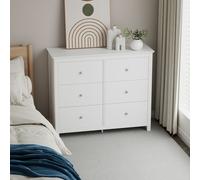 Nairn White 3+3 Drawer Wide Chest Of Drawers - H89.8cm x W110cm x D40cm Core Products White One Size