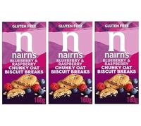 Nairn's Gluten Free Blueberry & Raspberry Chunky Biscuit Breaks, 160g (Pack of 3) - Healthy Snacks