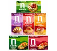 Nairn's Gluten Free Savoury Variety Pack (Pack of 6) | Includes Oatcakes, Crackers and Flatbreads with Six Different Flavours - Gluten Free Healthy Snacks