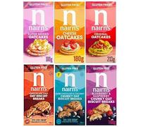 Nairn's GLUTEN FREE Variety Pack - Oat Biscuits and Oatcakes - Flavours: Chocolate Chip, Blueberry & Raspberry, Dark Chocolate & Coconut, Super Seeded and More - (PACK OF 6) - Healthy Snacks