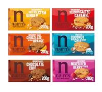 Nairn's Oat Biscuits Variety Pack - Dark Chocolate Chip/Stem Ginger/Chocolate & Orange/Mixed Berries/Salted Caramel/Cocnut & Chia Seeds, Pack of 6