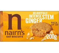 Nairn's Stem Ginger Oat Biscuits - 200g - Wheat Free Biscuits - Healthy Snacks - 44 Calories per Biscuit - Less Sugar - Source of Fibre - Pack of 10