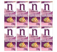 Nairn's Super Seeded Oatcakes - Flaxseed, Chia Seed and Sunflower Seeds - Healthy Snacks - Source of Protein - Made with Wholegrain Oats - High in Fibre 200g (Pack of 8)