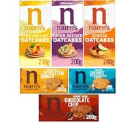 Nairn's Variety Pack - Oat Biscuits and Oatcakes - Flavours: Dark Chocolate Chip, Stem Ginger, Coconut & Chia, Super Seeded, Cheese, Fine Milled - (PACK OF 6) - Healthy Snacks