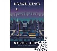 Nairobi Kenya Night Cityscape 38x26cm 1000pcs Jigsaw Puzzle, 1000 Piece