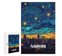 Nairobi Kenya Starry Night Art, 1000 PCS Adult Tabletop Puzzle, Winter Gift - to Assemble, Frame And Display